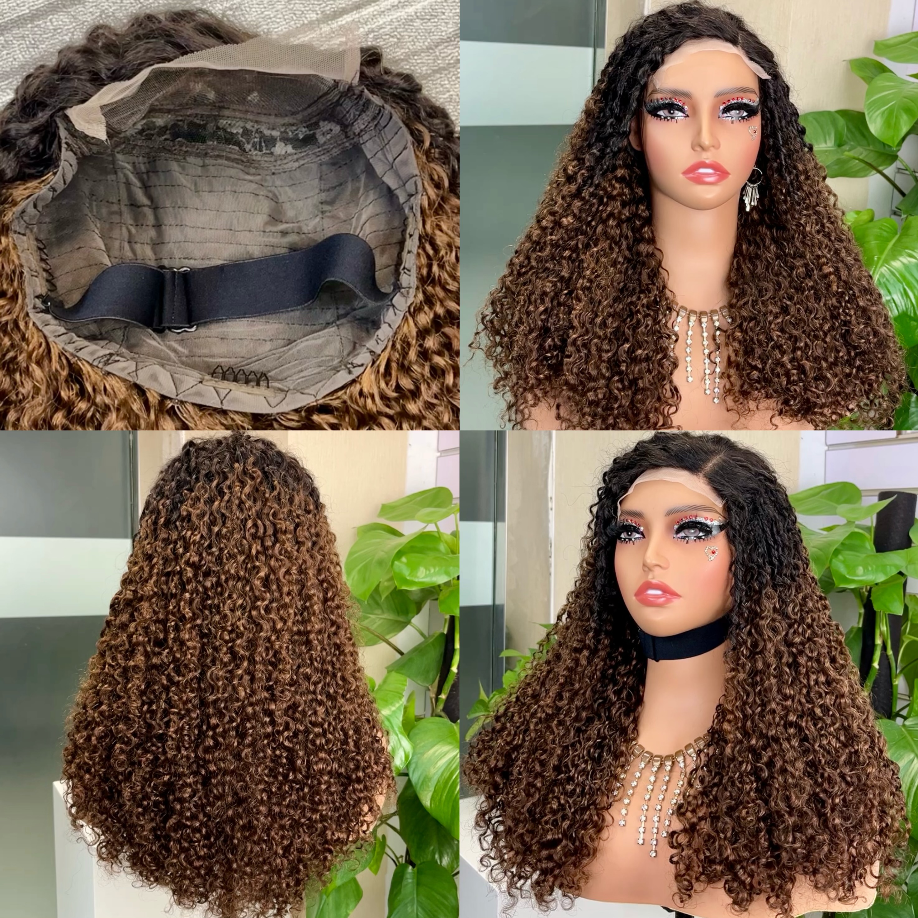 Stema 5x5 Ombre Double Drawn Pissy Curl Transparent Lace Closure Wig